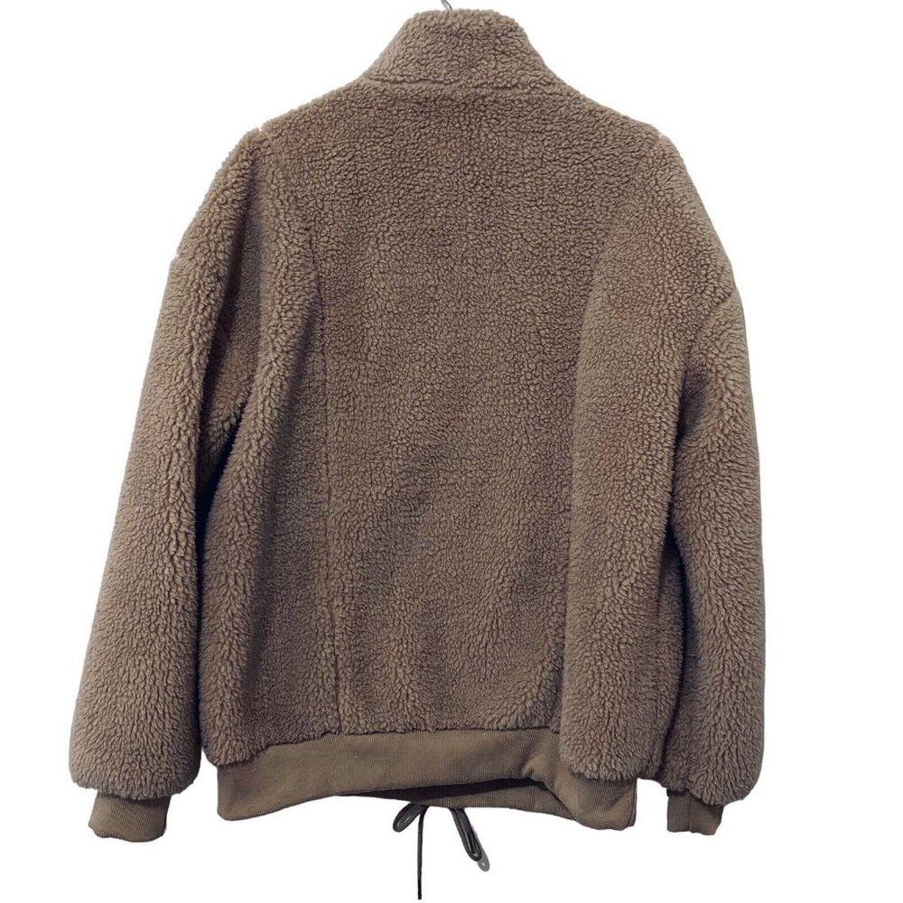 Ally Women's Size XS 8 Beige Teddy 1/2 Zip Pullover Oversized Longline Jumper - Picture 2 of 11